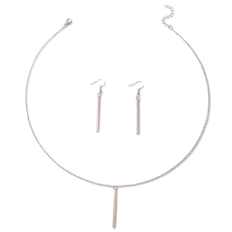 Wholesale Pendant Set  Silver Geometric Earrings Necklace Set